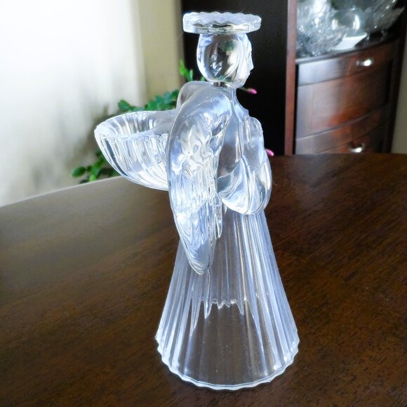 Vintage  Clear crystal Angel candleholder - Picture 4 of 5